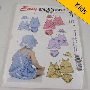 McCalls 5367 Easy Toddler Sm-XLG Sun hat, Dress, Panties